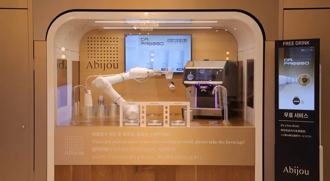 Robot barista (free drinks)